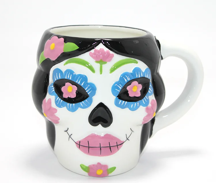 Day Of The Dead Şeker Kurukafa Tasarımlı 3D Seramik Kupa Bardak Alk4893
