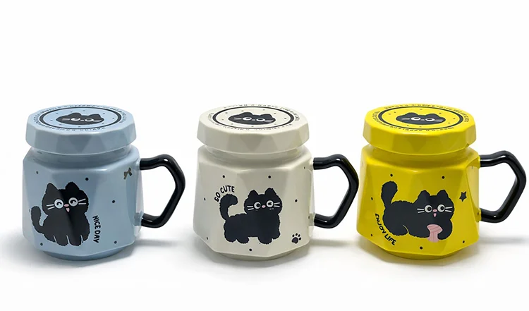 3D Kedi Figürlü Kapaklı Kupa Bardak Alk5034