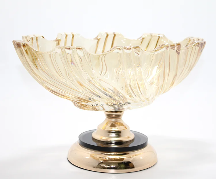 Lüks Ayaklı Kristal Cam Gondol Sunumluk Gold Detaylı Alk4882