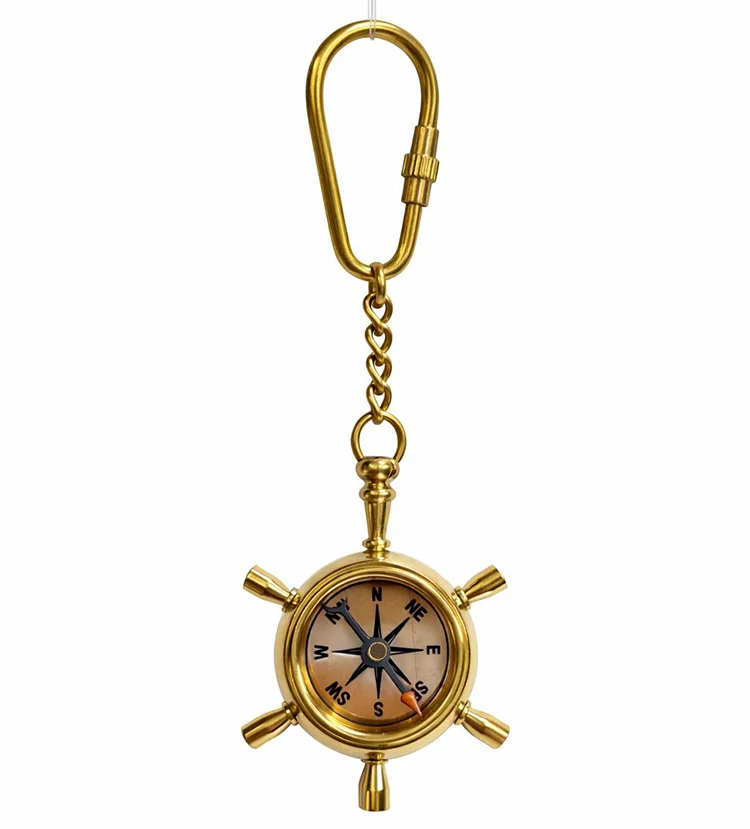 Pirinç Dümenli Pusula Anahtarlık 16123A