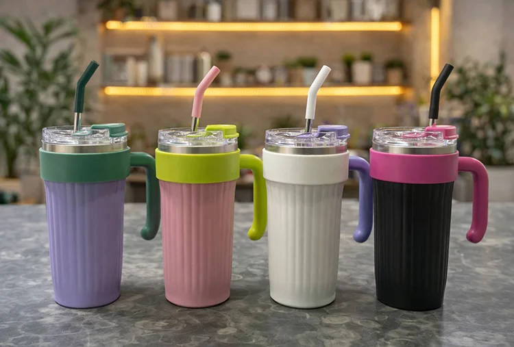 Isı Muhafazalı Kulplu Ve Pipetli Çelik Termos Kupa Alk4632