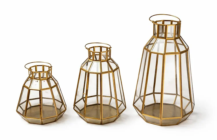 Dekoratif Gold Metal 3'lü Fener Seti