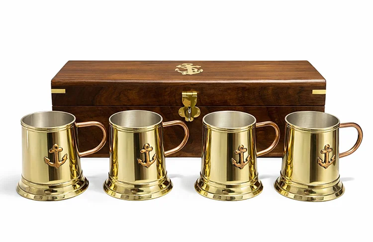 Ahşap Kutulu 4'Lü Pirinç Fincan Seti 4171