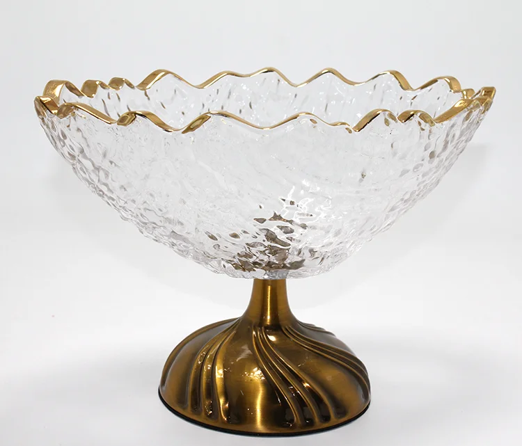 Gold Detaylı Eskitme Ayaklı Dekoratif Cam Sunumluk Alk4884