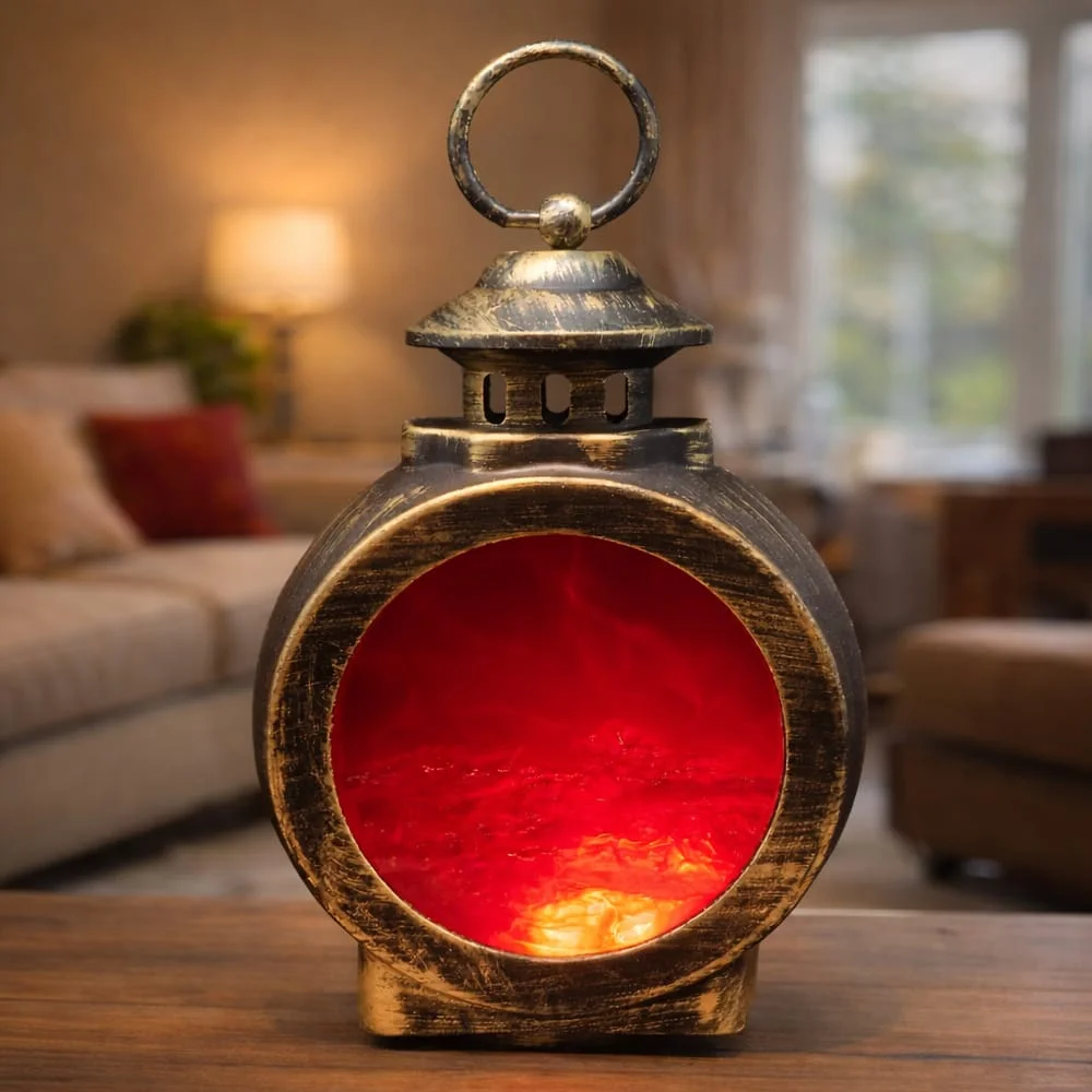 Toptan Led Işıklı Alev Efektli Dekoratif Şömine Fener