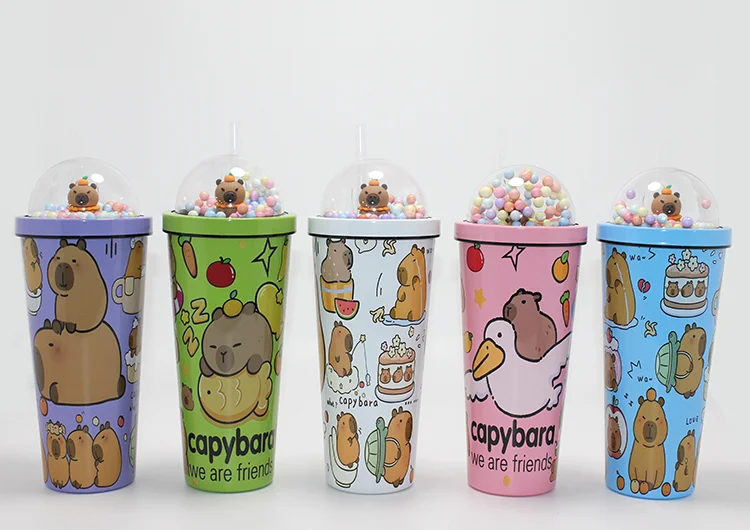 Sevimli Kapibara Capybara Pipetli Boncuklu Termos & Suluk Alk4709