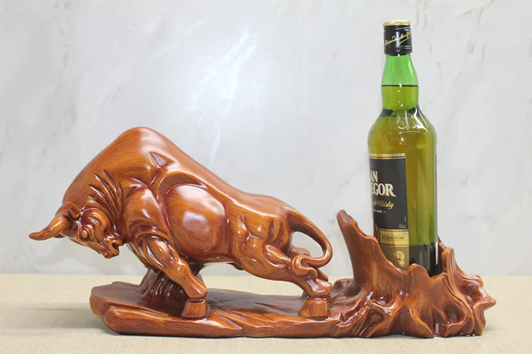 Polyester Boğa Figürü Şaraplık Alk3613