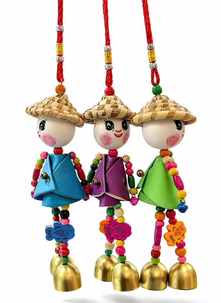 Renkli Boncuklu Şapkalı Bebek Rüzgar Çanı Alk5383