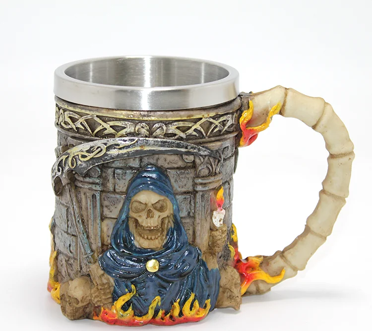 Grim Reaper Azrail Kabartmalı 3D Tasarım Çelik Kupa Bardak Alk4368