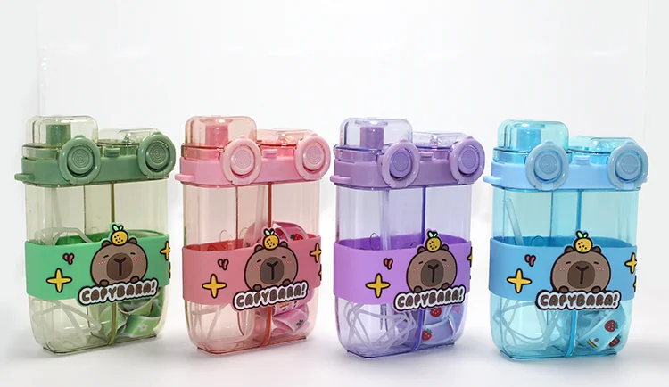 Kapibara Capybara Çift Bölmeli Pipetli Matara & Suluk Alk5108