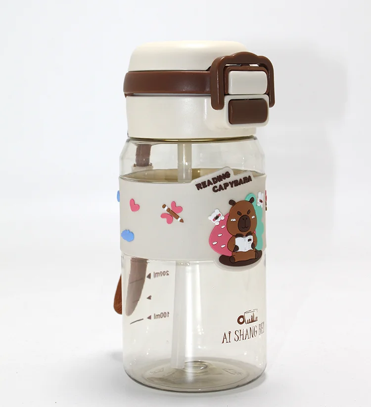 Kapibara (Capybara) Desenli Silikon Kılıflı Çocuk Matarası Alk4652