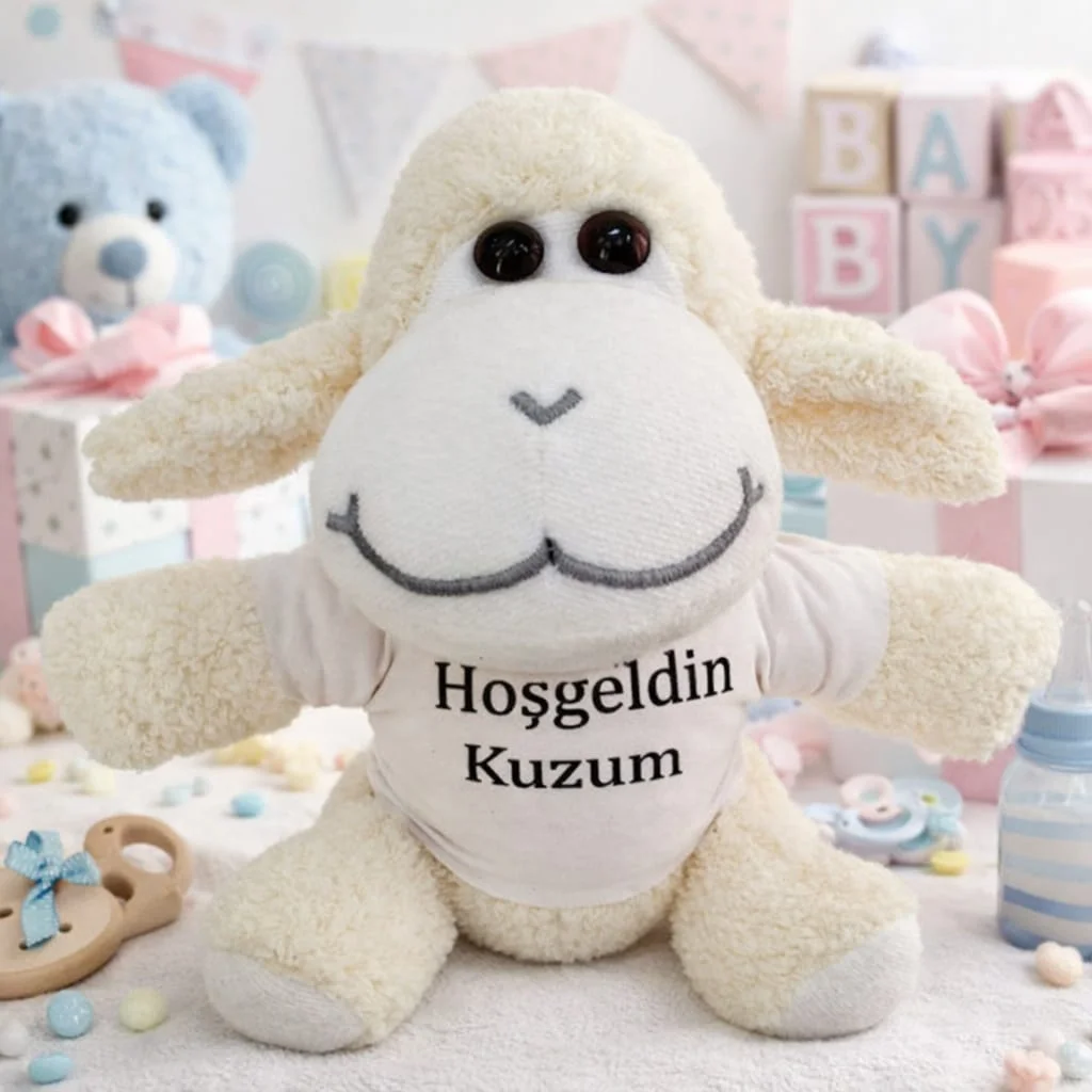 Toptan Hoşgeldin Kuzum Tişörtlü Peluş Kuzu