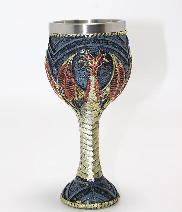 Ejderha Tasarımı 3D Kabartmalı Çelik Kadeh Bardak Alk4376