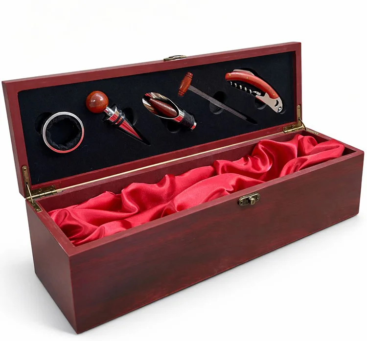 Ahşap Kutulu Şaraplık Ve Tirbuşon Seti Alk2624