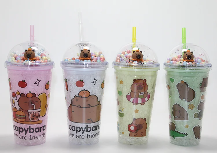 Sevimli Kapibara Capybara Pipetli Boncuklu Termos & Suluk Alk4707