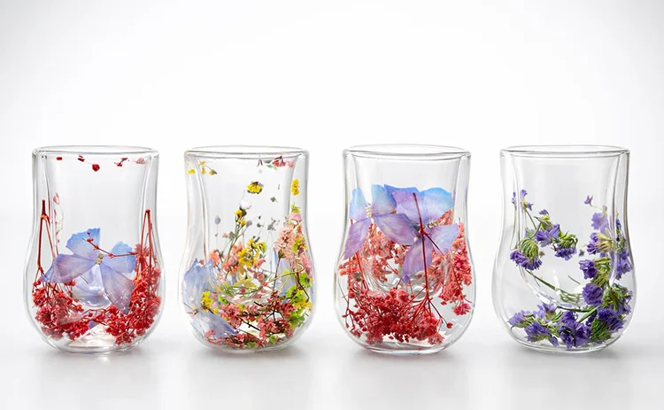 Çift Camlı Çiçekli Bardak Alk4470