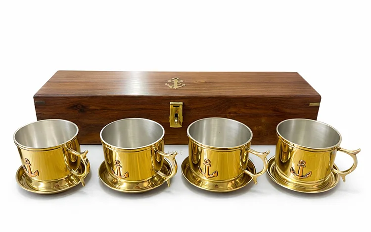 Ahşap Kutulu 4'Lü Pirinç Fincan Seti 4162