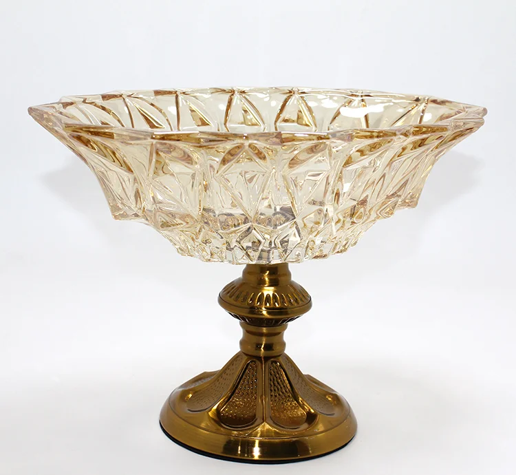 Gold Detaylı Eskitme Ayaklı Dekoratif Cam Sunumluk Alk4885