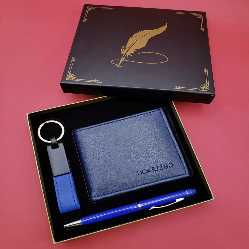 Toptan Mavi Cüzdan Anahtarlık ve Kalem