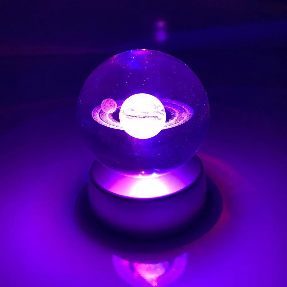 Toptan Işıklı Satürn Gezegen Cam Küre