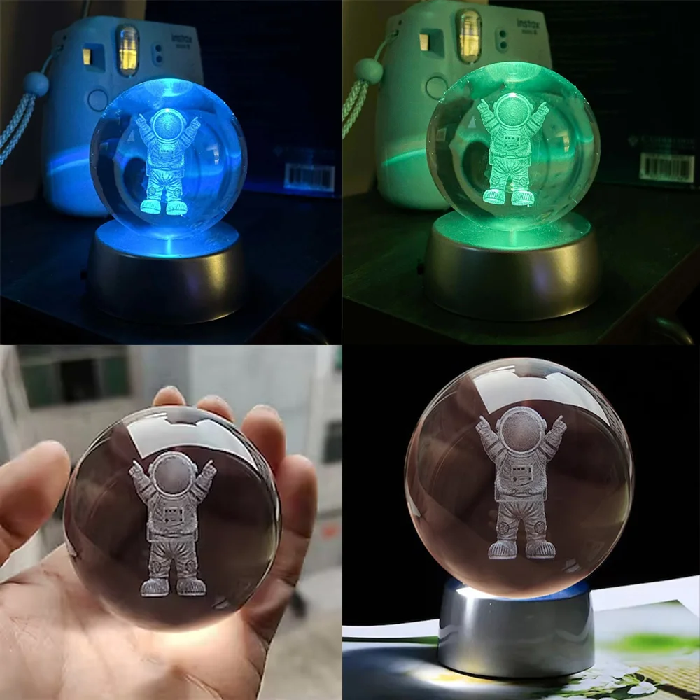 Toptan Pilli Işıklı Astronot Cam Küre