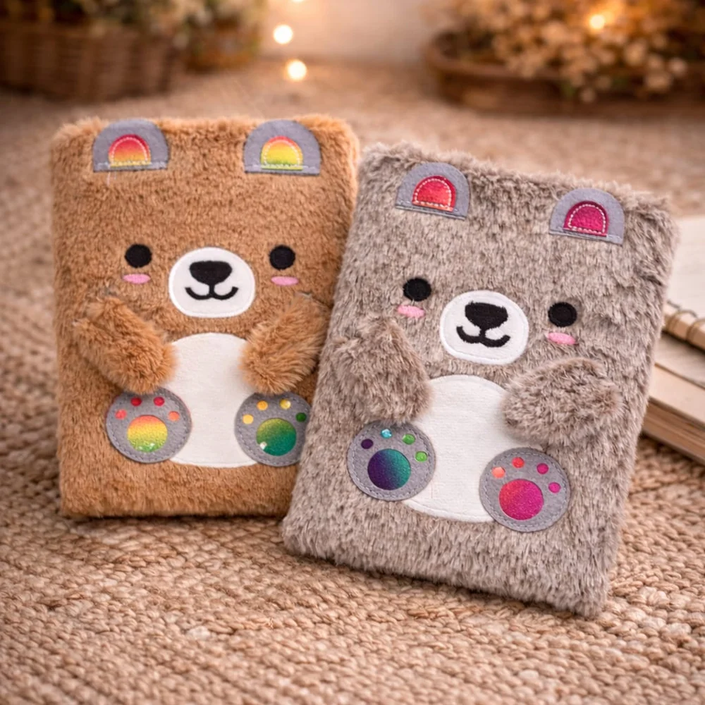 Toptan Sevimli Peluş Çizgili Defter