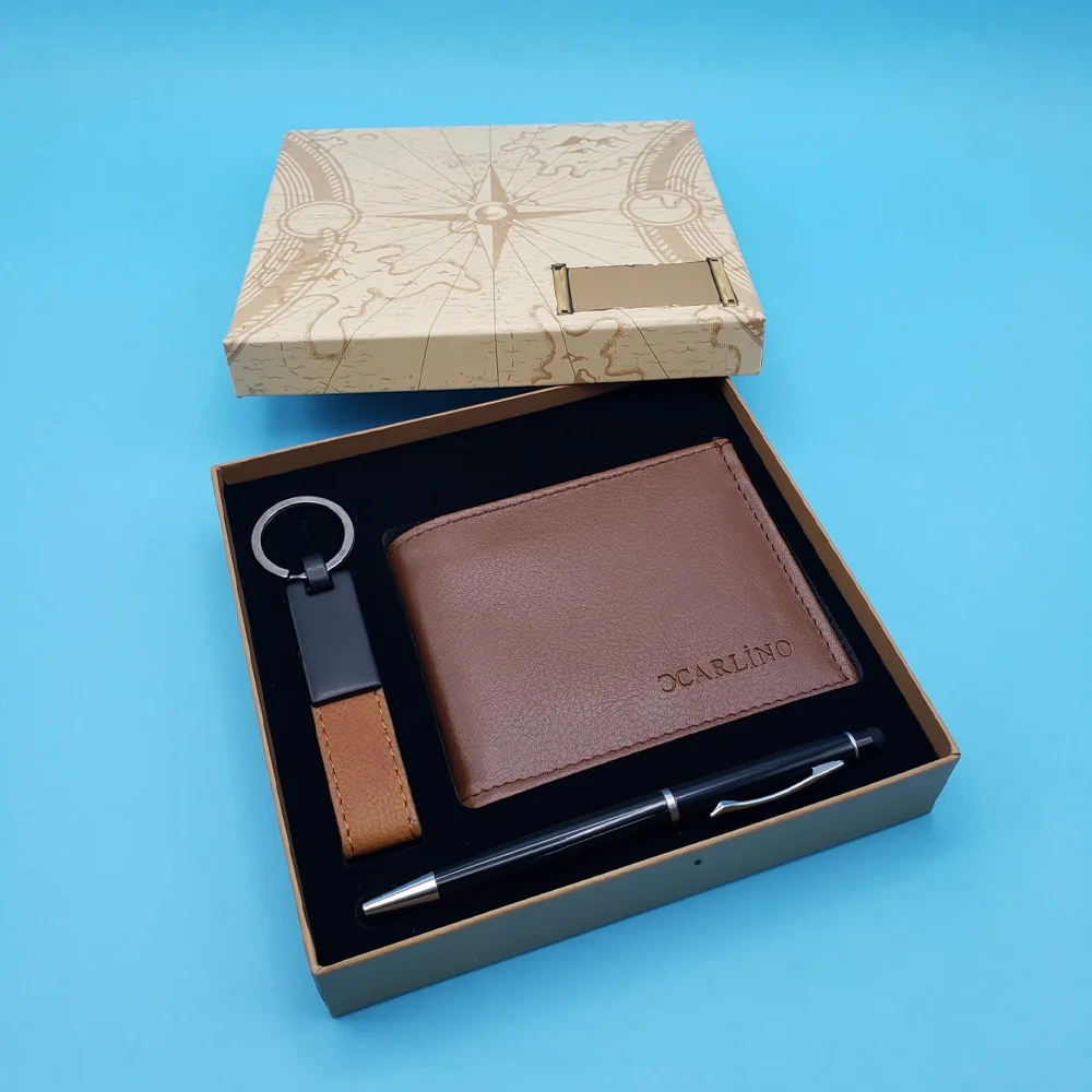 Toptan Taba Cüzdan Touchpen Kalem ve Deri Anahtarlık