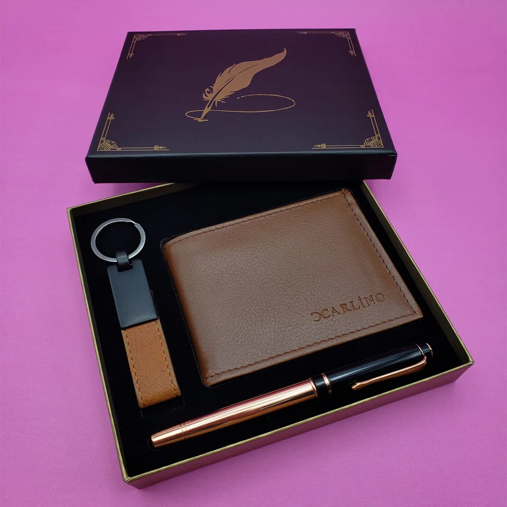 Toptan Taba Cüzdan Deri Anahtarlık ve Bakır Roller Kalem