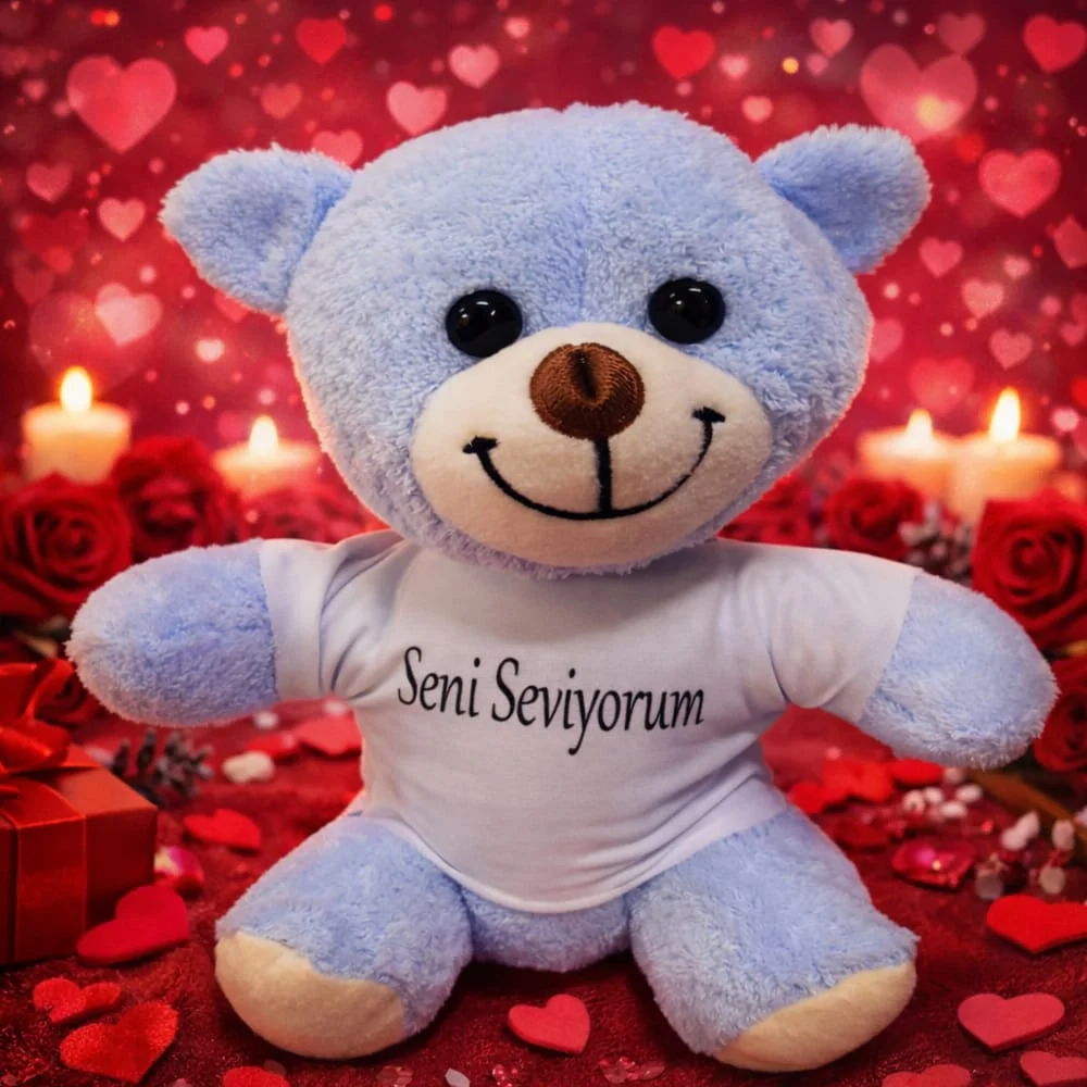 Toptan Mavi Seni Seviyorum Tişörtlü Ayı