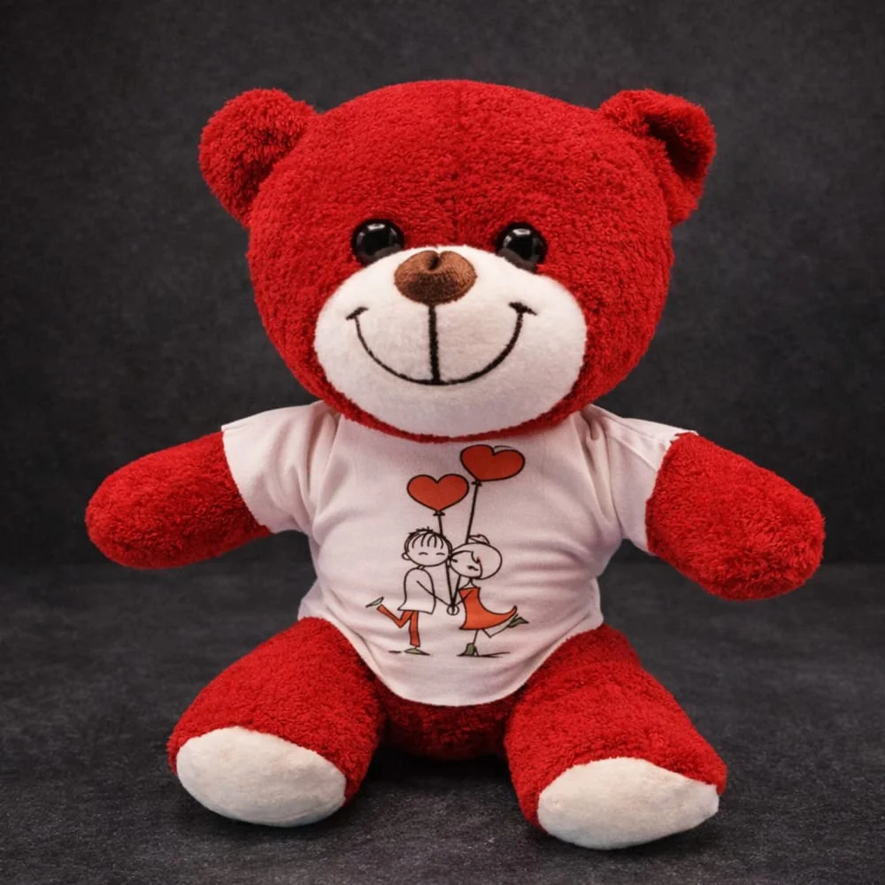 Toptan Tişörtlü Kırmızı Oyuncak Ayı