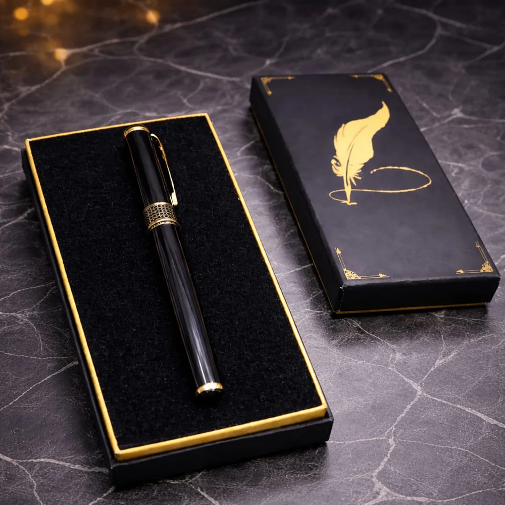 Toptan Siyah Desenli Metal Kalem