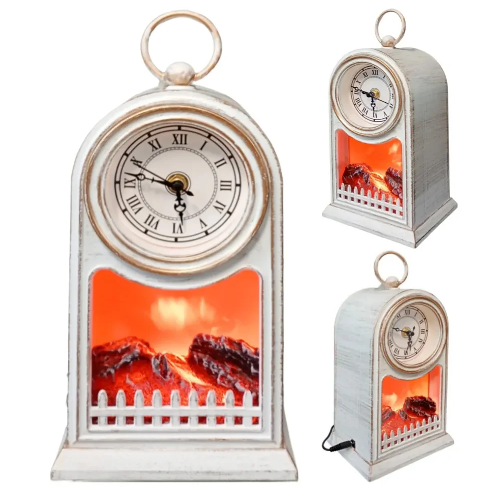 Toptan Led Işıklı Saatli Eskitme Şömine