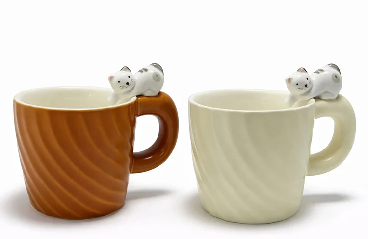 Kedi Figürlü Desenli Kupa Bardak