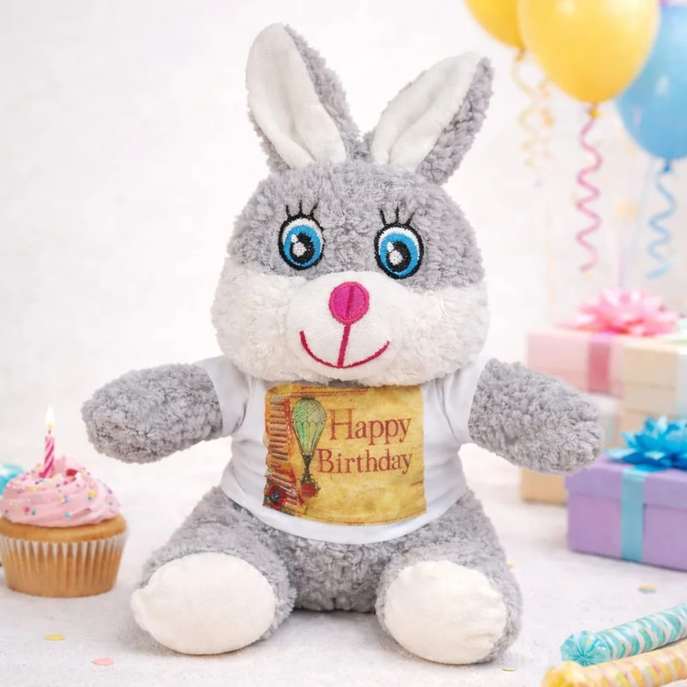 Toptan Doğum Günü Tişörtlü Peluş Tavşan