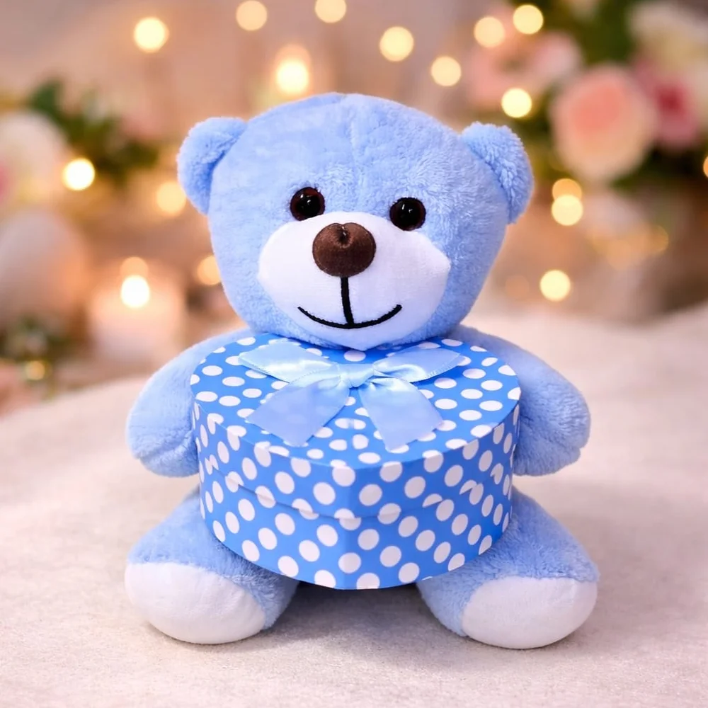 Toptan Kalp Kutulu Mavi Ayıcık