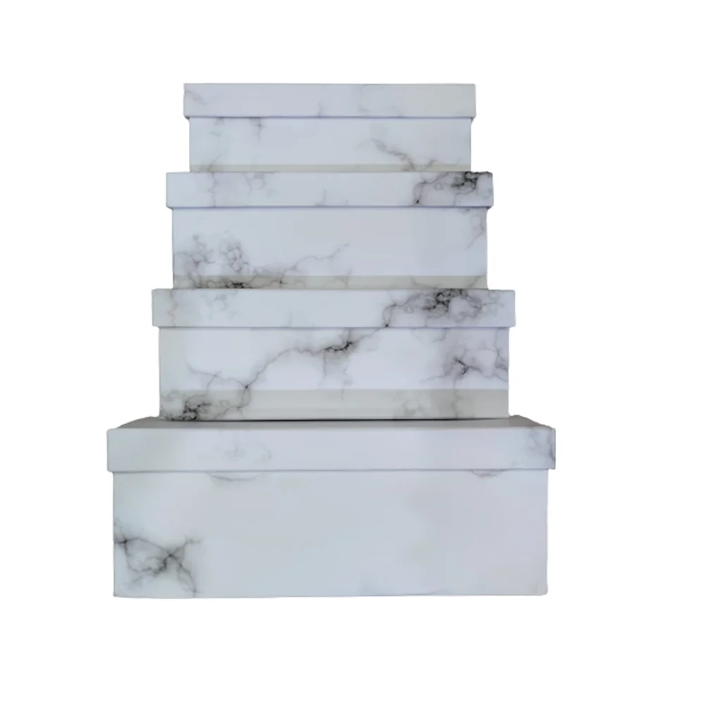 Toptan Mermer Desenli 4'lü Hediye Kutusu