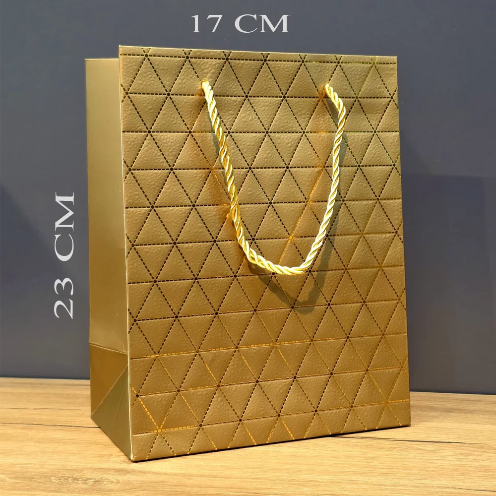 Toptan Küçük Boy Gold İpli Karton Çanta