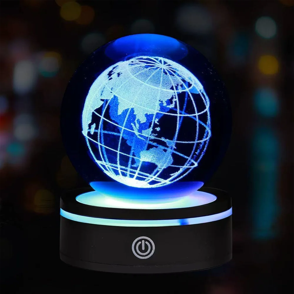 Toptan Dünya Tasarımlı Usb'li Dönen Cam Küre