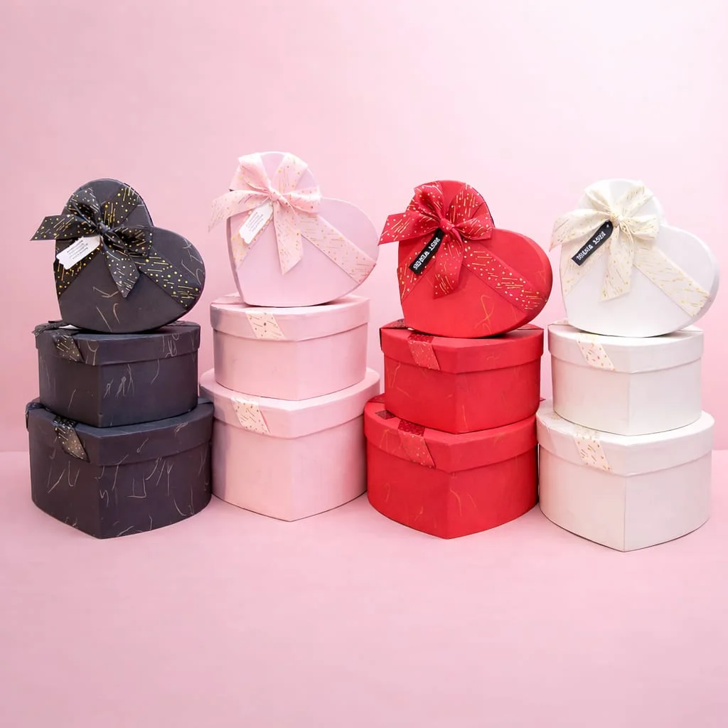 Toptan 3'lü Hediyelik Kalp Kutu