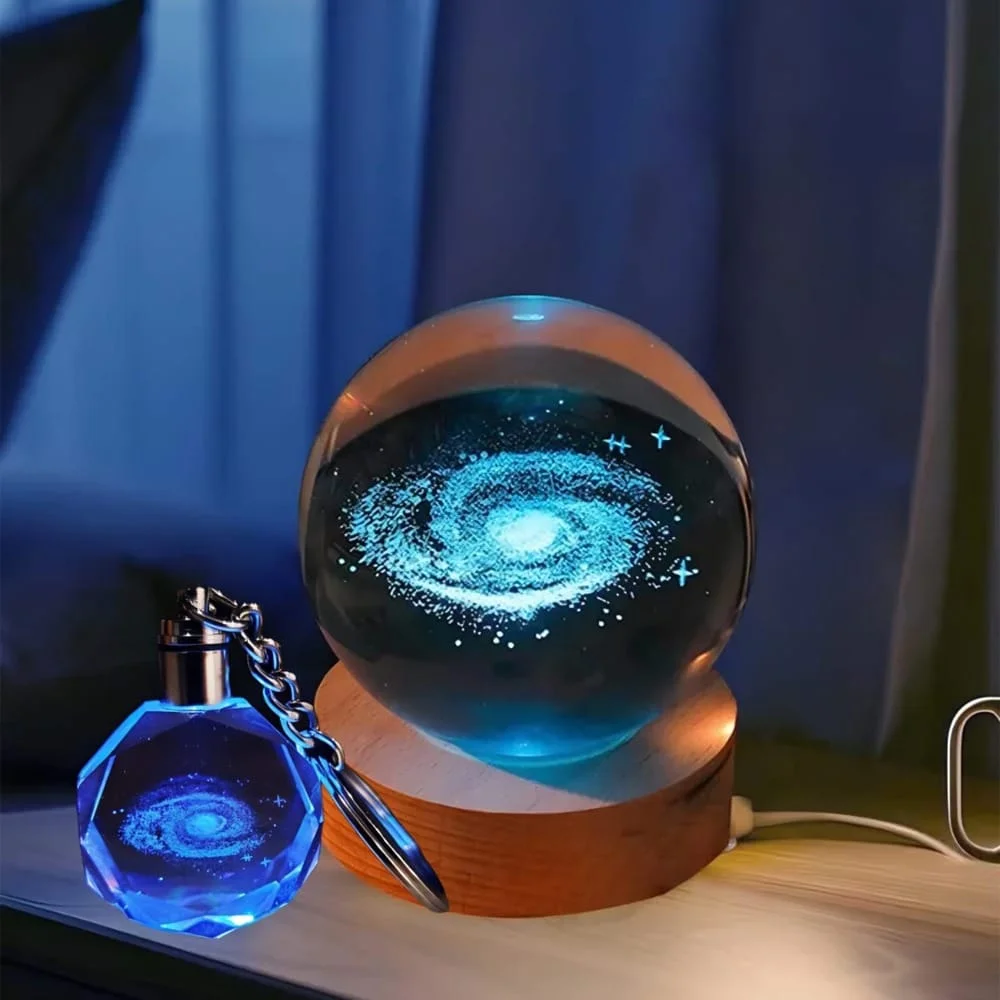 Toptan Toz Bulutu Tasarımlı Renk Değiştiren Usb'li Cam Küre Ve Işıklı Anahtarlık