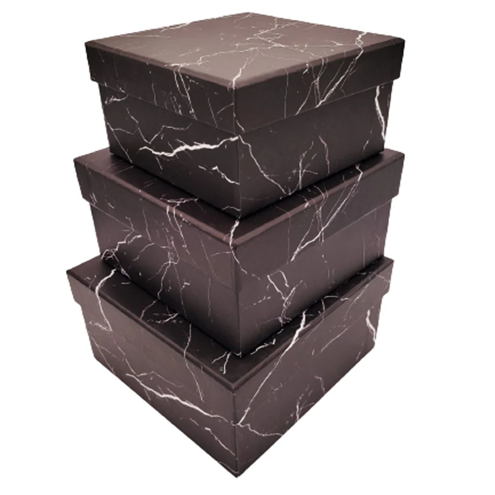 Toptan Siyah Mermer 3'lü Hediye Kutusu