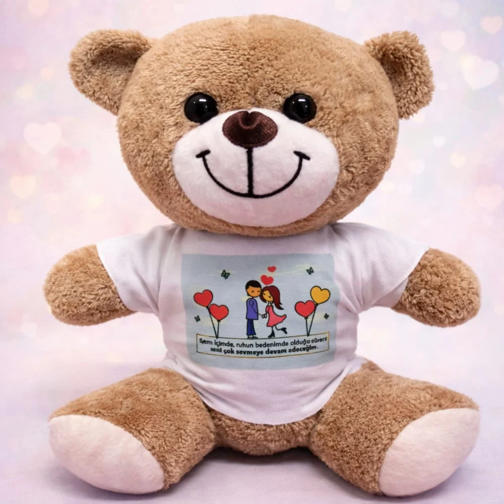 Toptan Tişörtlü Kahverengi Peluş Ayıcık