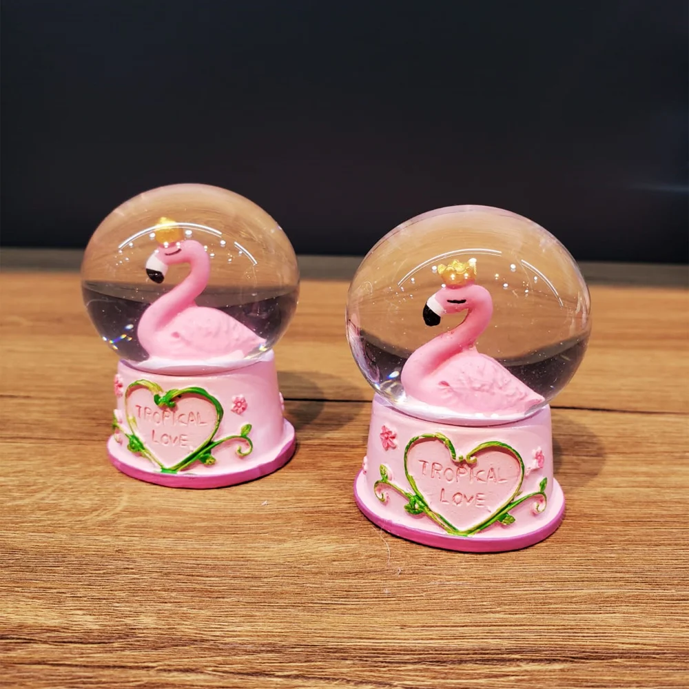 Toptan Mini Işıklı Flamingo Kar Küresi
