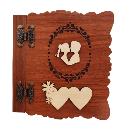 Toptan Öpüşen Sevgili Çift Temalı Ahşap Defter