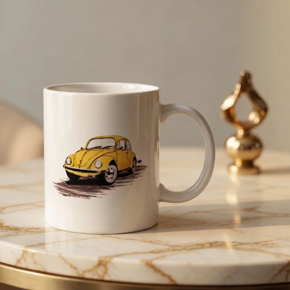 Toptan Sarı Vosvos Tasarım Kupa Bardak