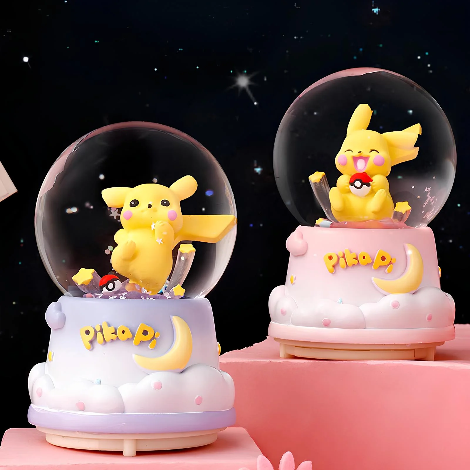 Pokemon İçi Dönmeli Üflemi Işıklı Müzikli Kar Küresi Büyük Boy