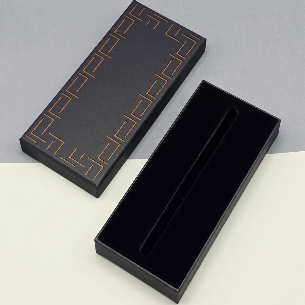 Toptan Lüks Siyah Altın Desenli Kalem Kutusu