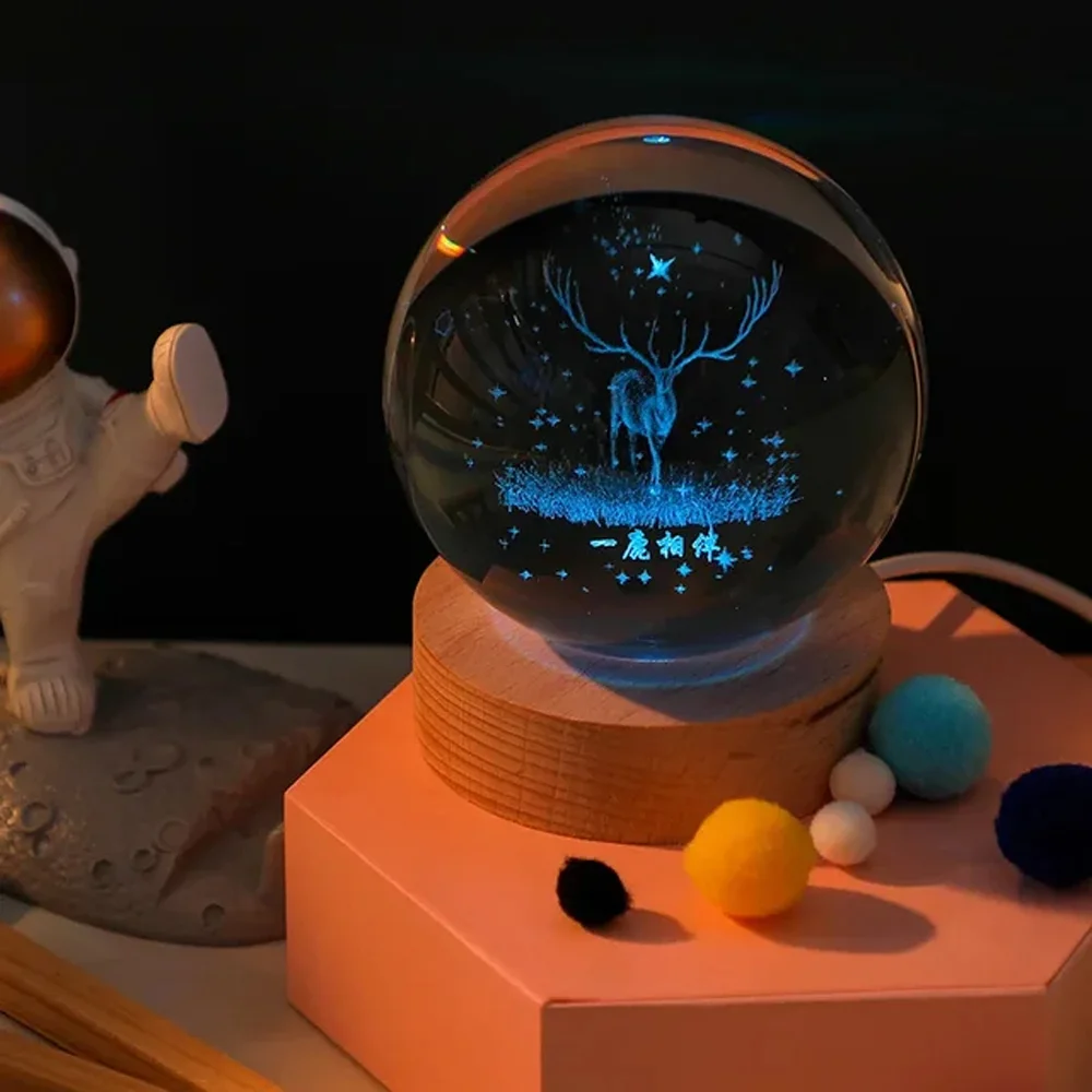 Toptan Renk Değiştiren Geyik Cam Küre