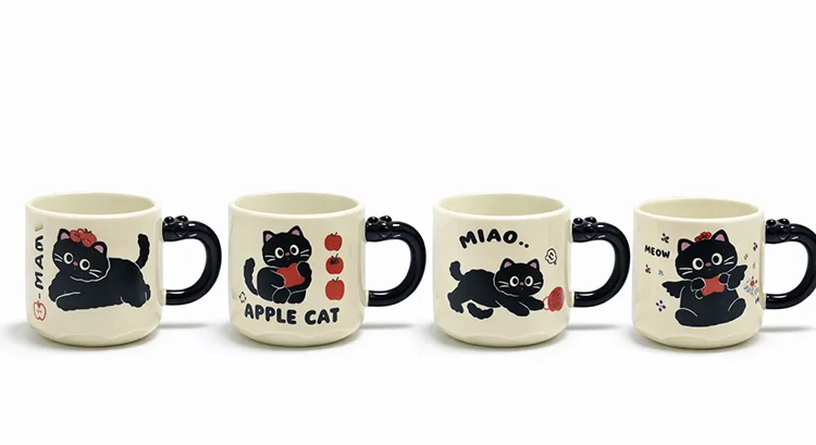 Tasarım 3D Kedi Figürlü Kupa Bardak
