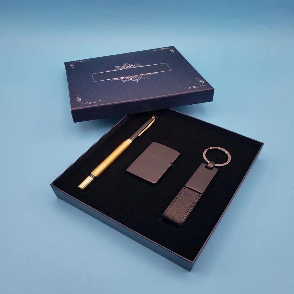 Toptan Siyah Çakmak Anahtarlık Kalem Seti